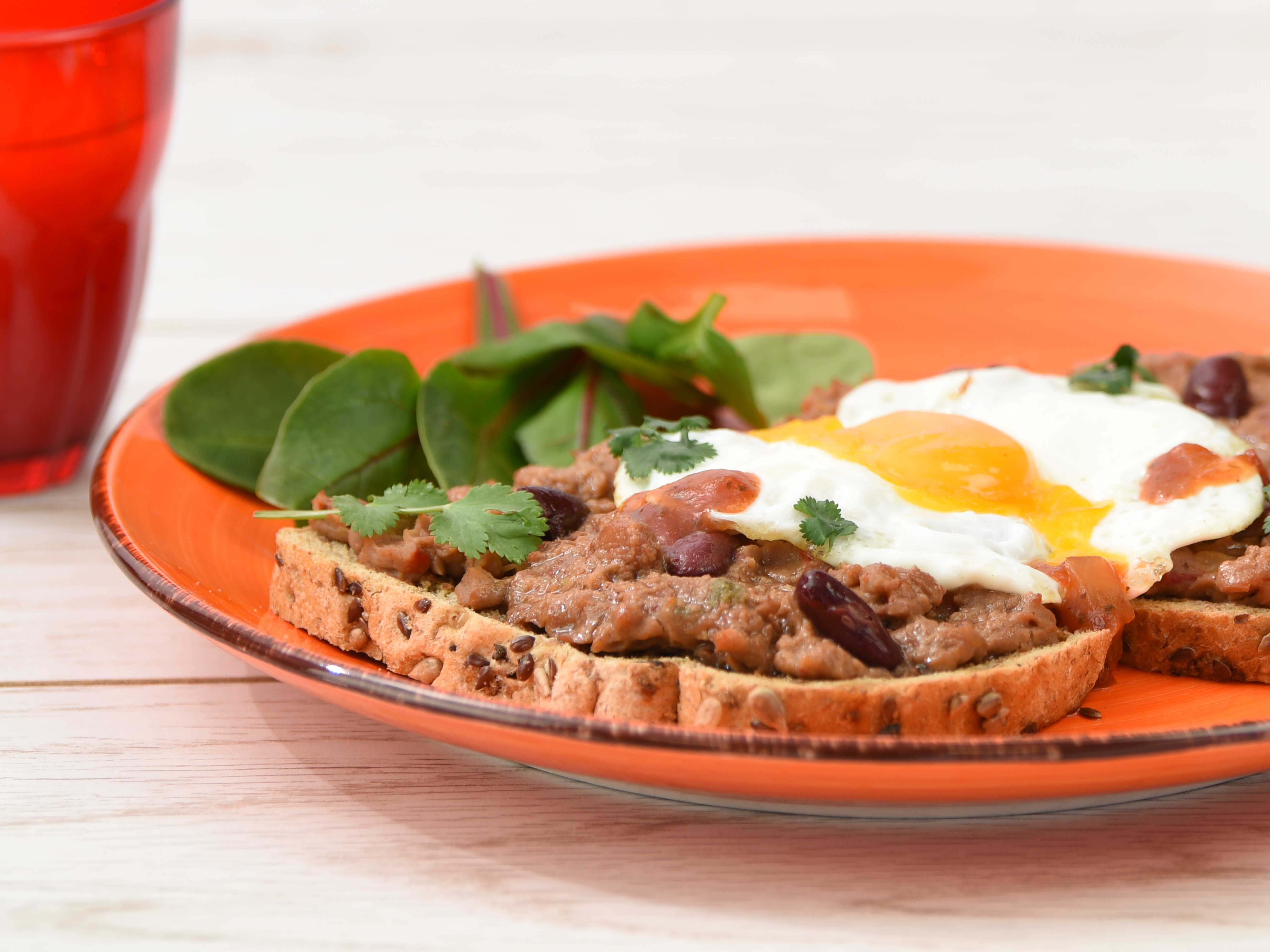 Spicy Refried Beans on Toast