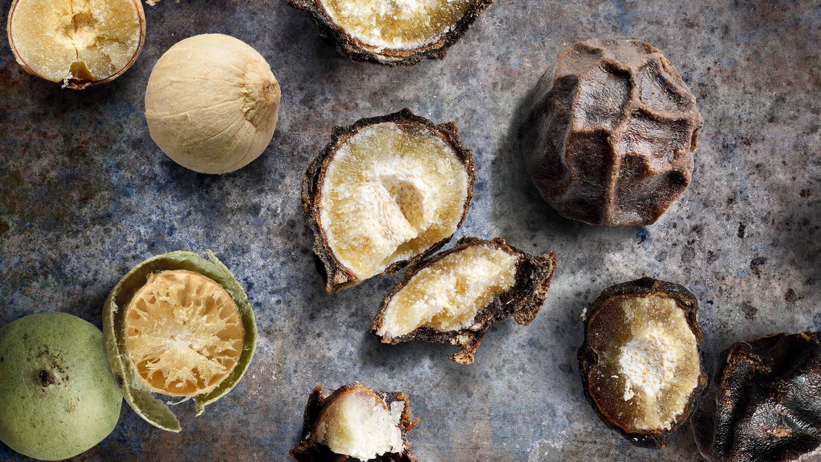 Different kinds off peppercorns in close-up