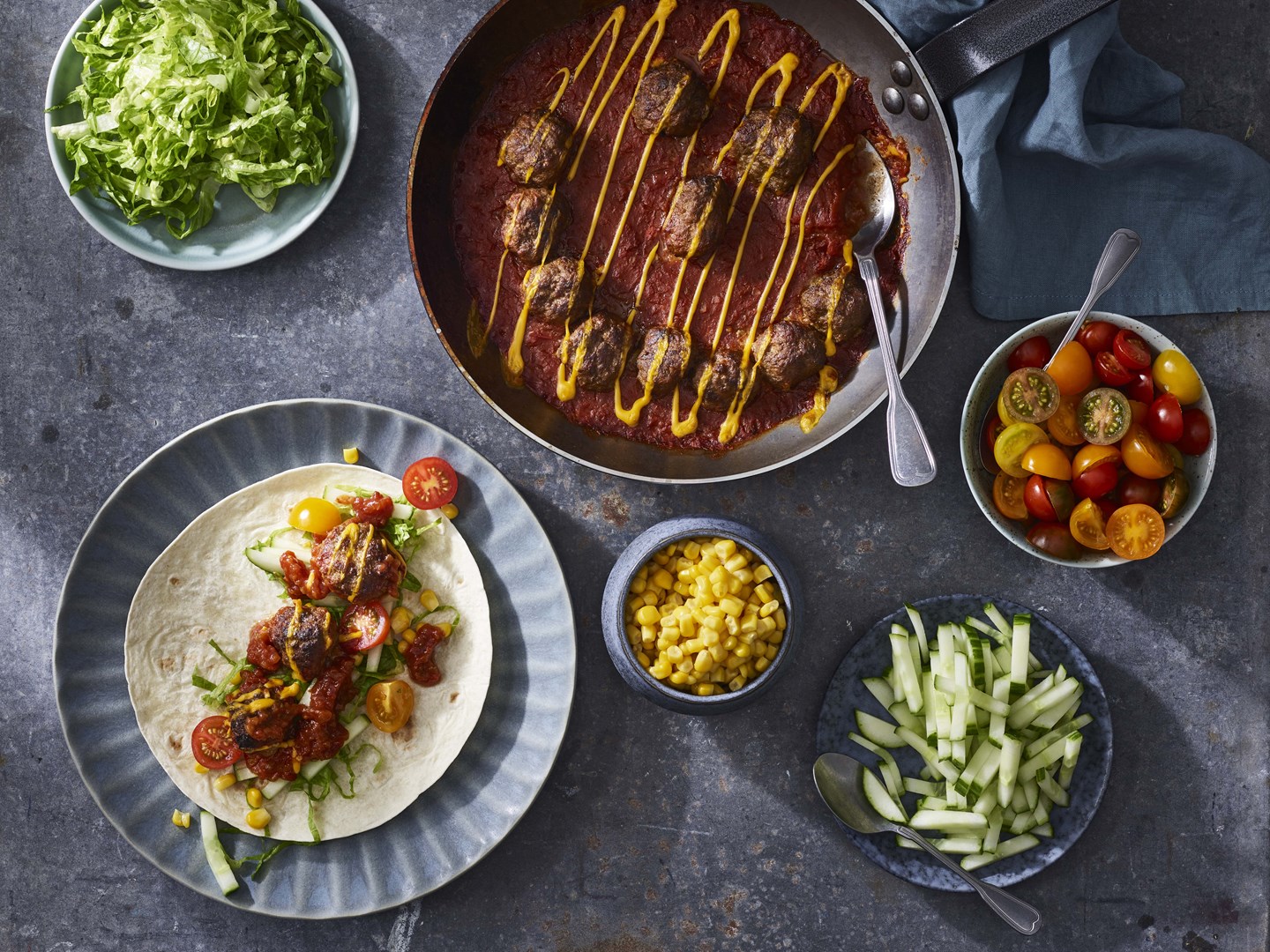 Wrap aux boulettes de viande hachée Tex Mex