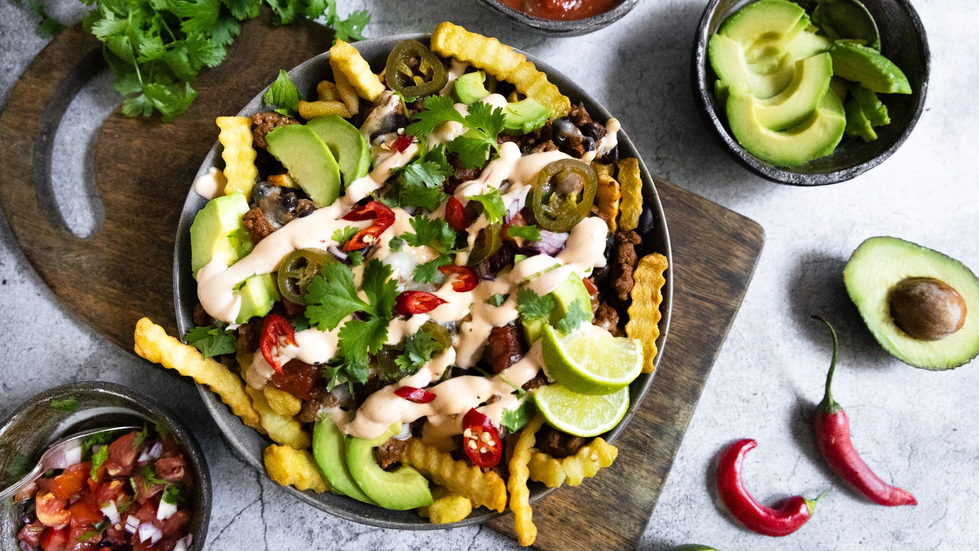 Lihtsad Tex Mex laetud friikartulid