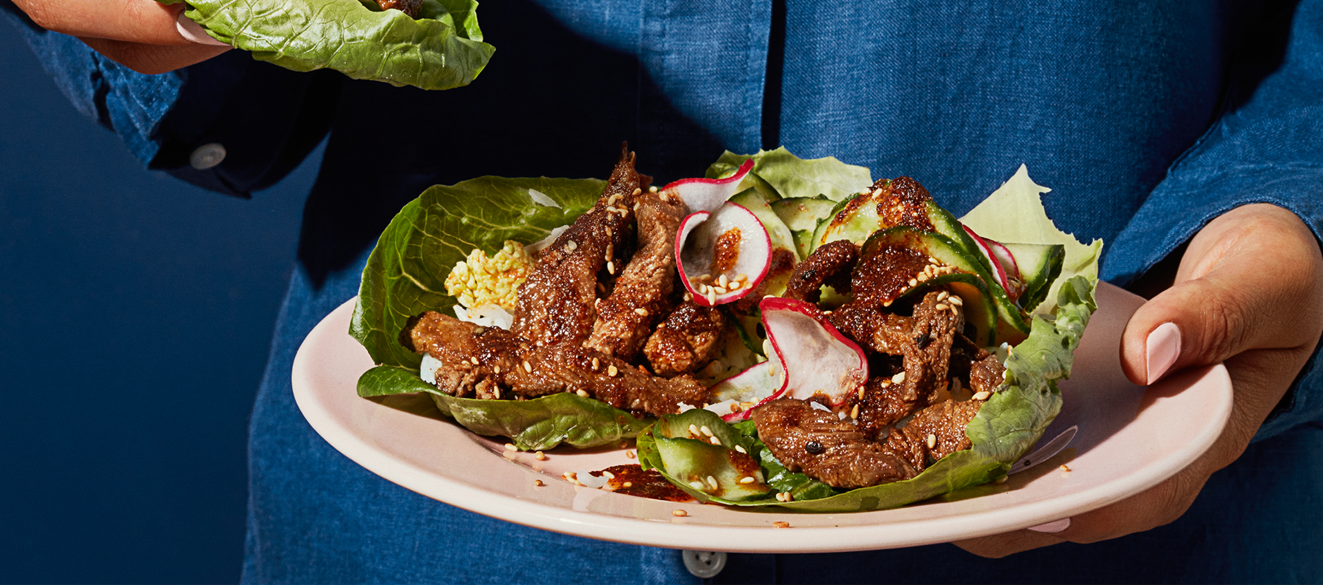 Korean Bulgogi in lettuce leaves