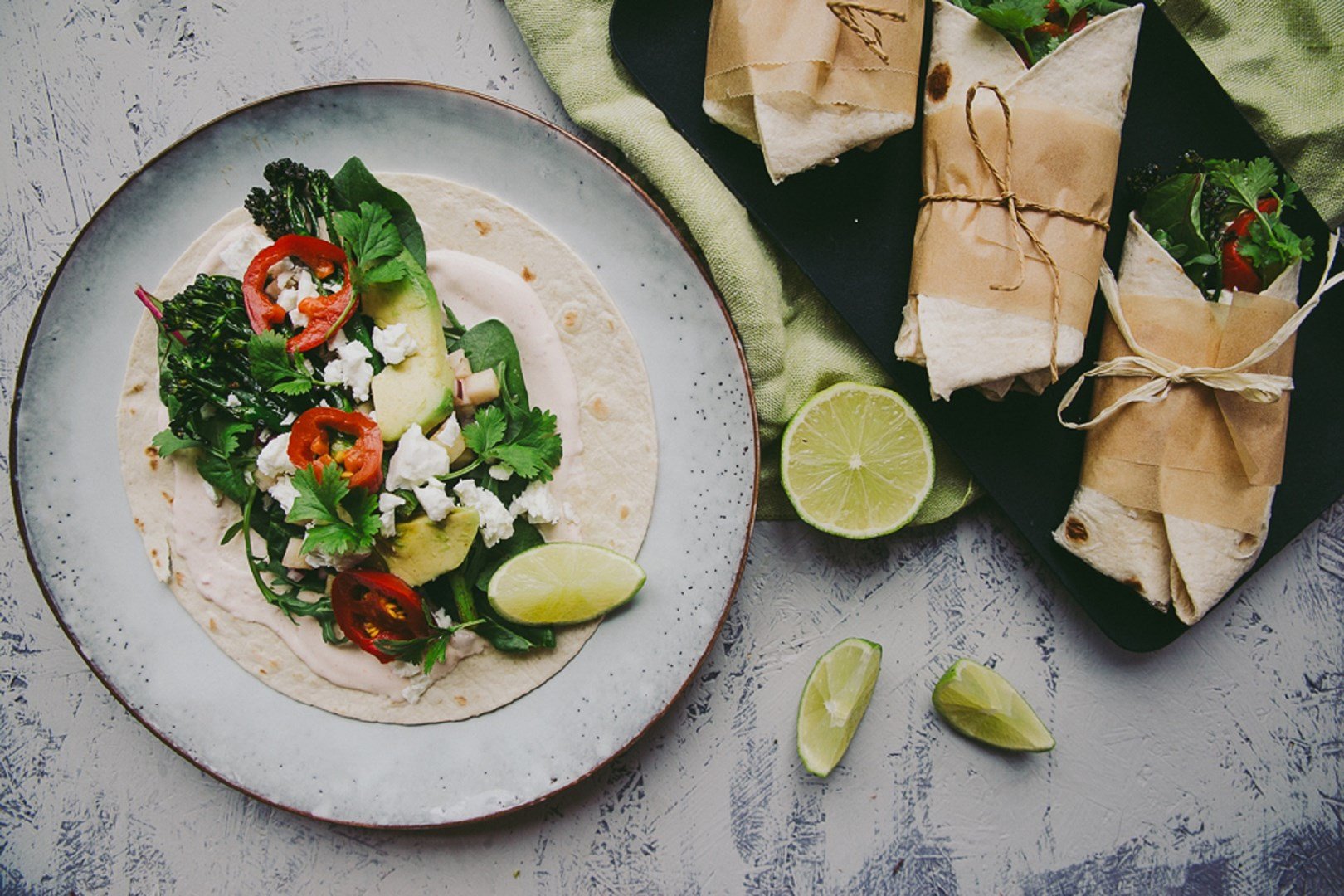 Feta-broccoliinitortilla