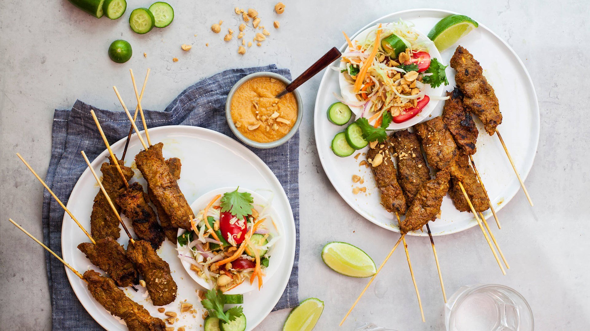 Biff Satay med peanøttsaus og kålsalat