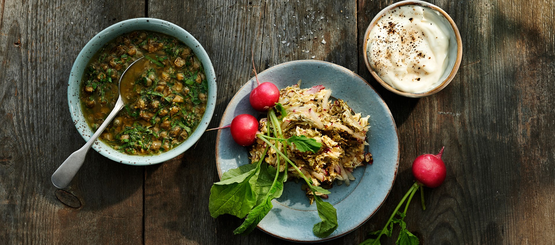 Bagna Cauda, ​​pisket smør med chili & krydderier & vegansk aioli