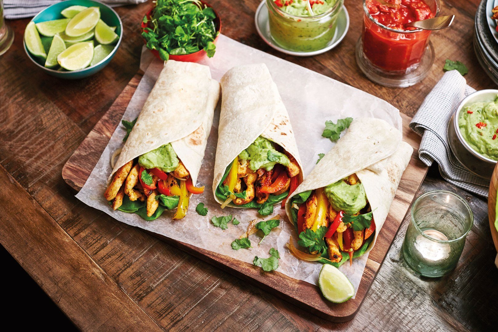 Fajitas con pollo piccante