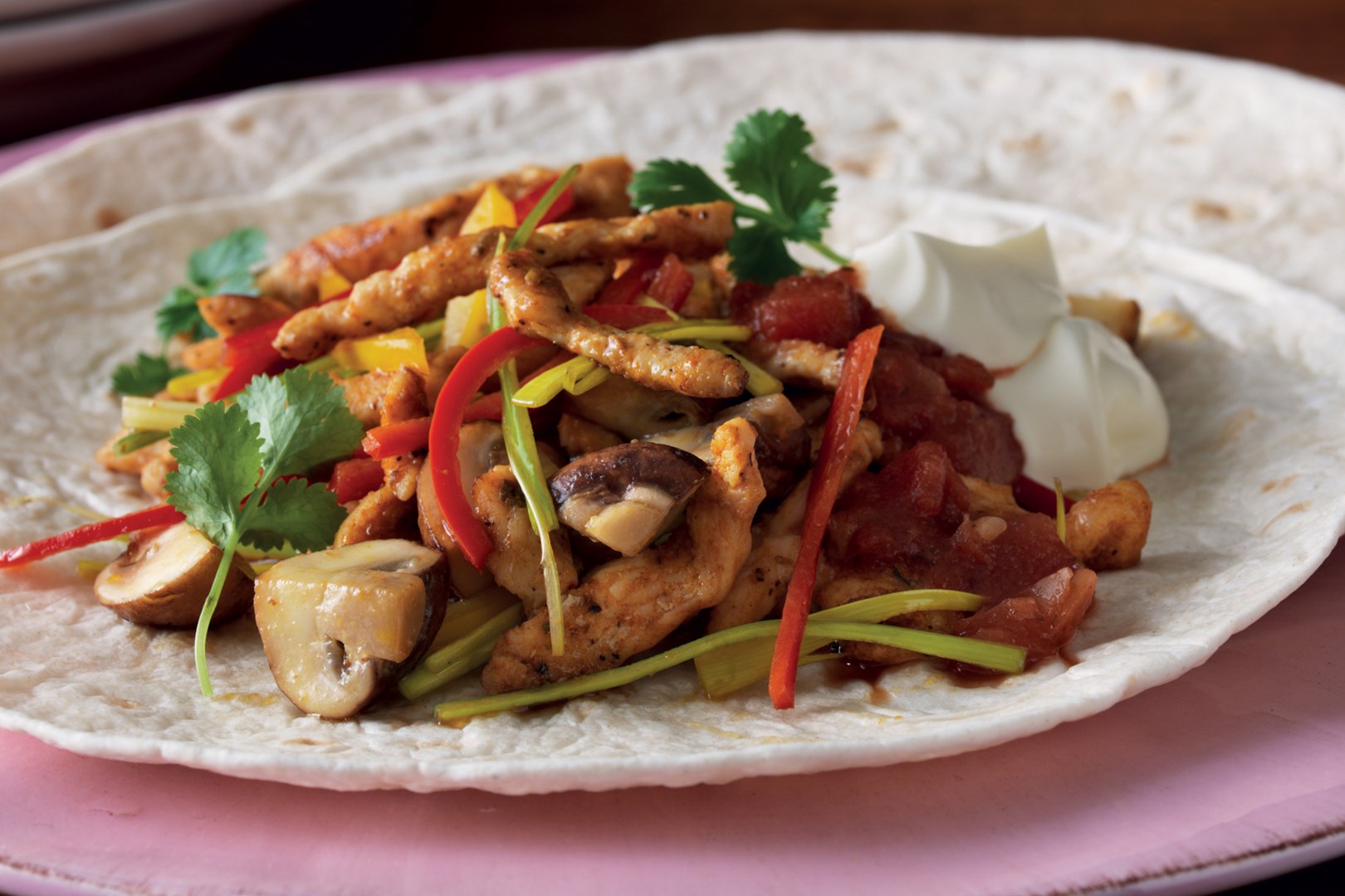 Kyllingfajitas grillet med champignon og paprika