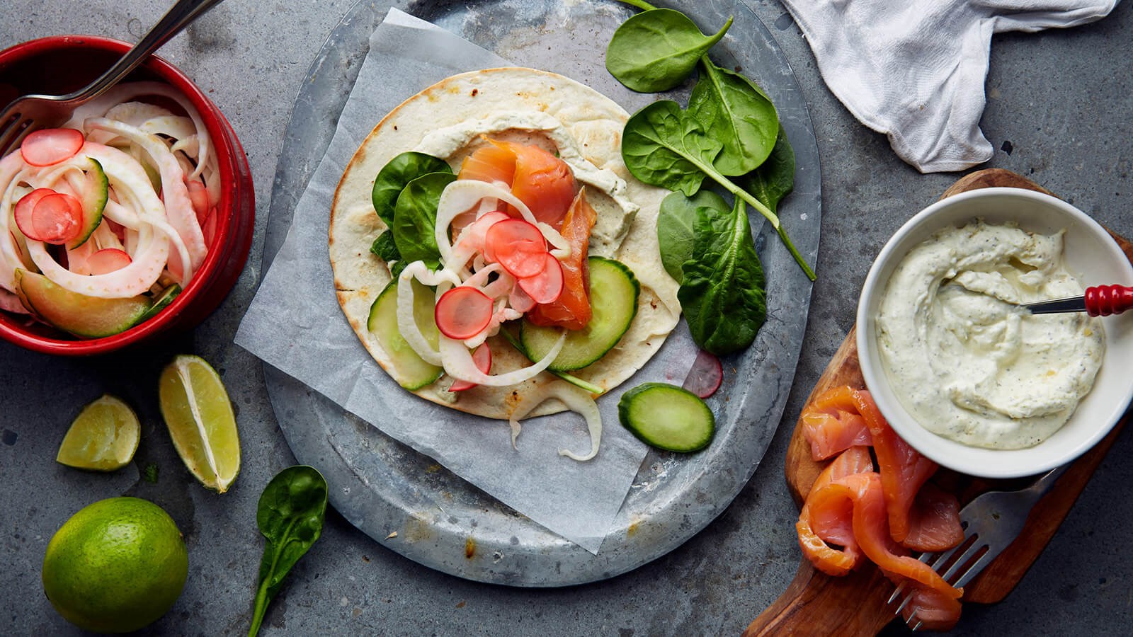 Taco met gerookte zalm