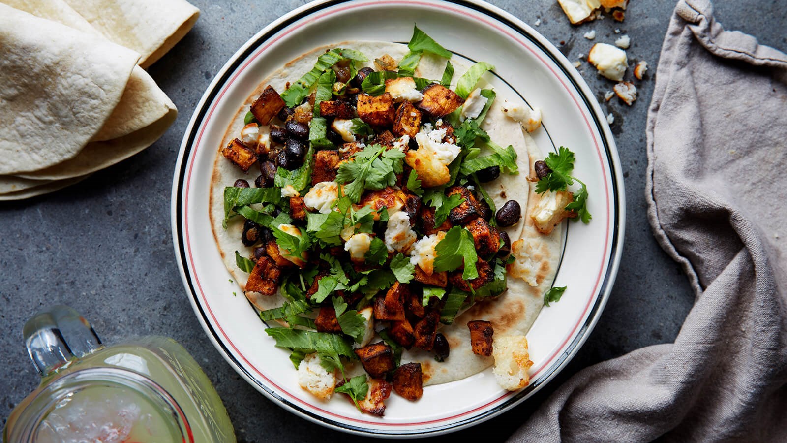 Sweet potato taco on a plate