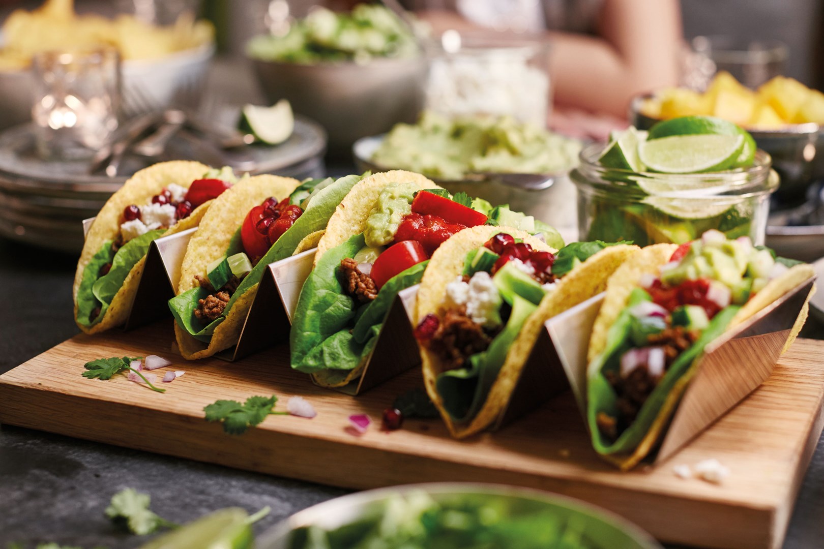 Tacos with Feta Cheese and Pomegranate