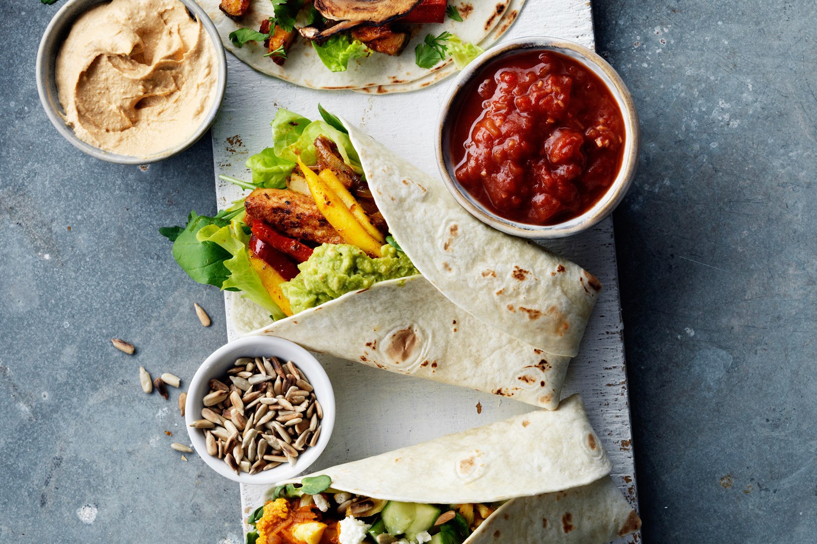 Vegetariškos fajitos su mangais