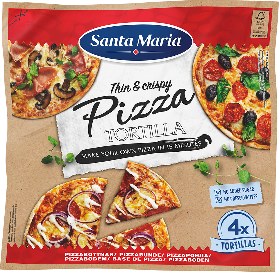 Packet with four pizza tortillas