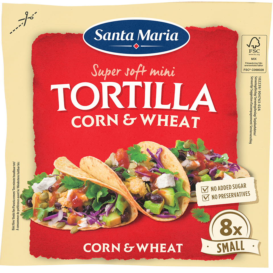 Förpackning med Tortilla Corn & Wheat Small från Santa Maria