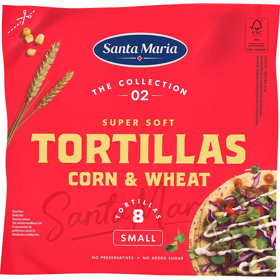 Förpackning med Tortilla Corn & Wheat Small från Santa Maria