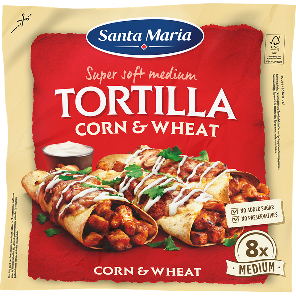 Förpackning med Tortilla Corn & Wheat Small från Santa Maria