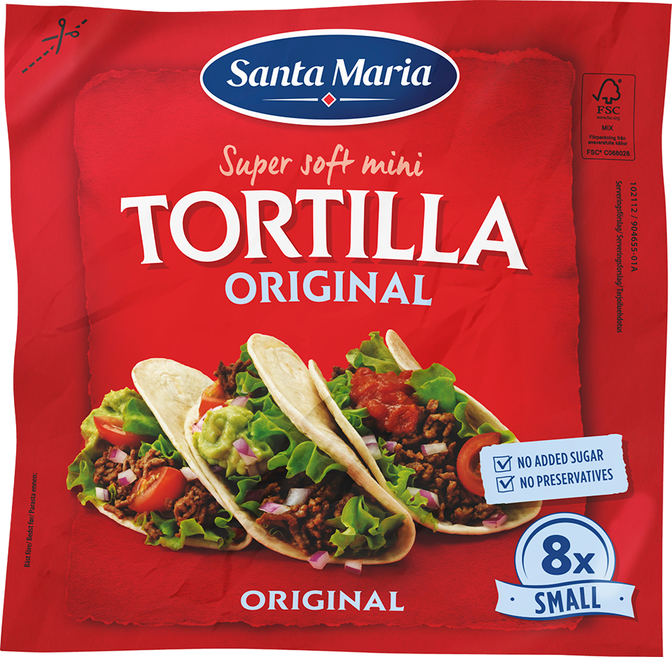 En förpackning med små tortillas