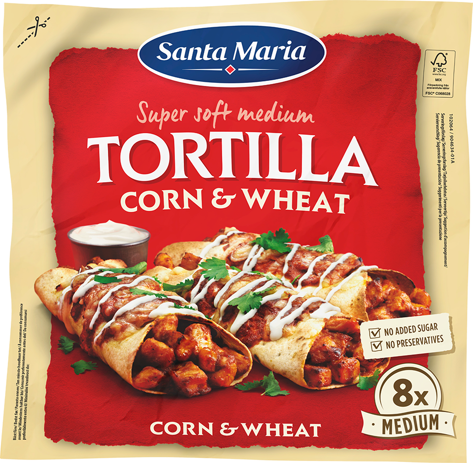 Tortilla Corn & Wheat Medium (8-pack) 336g