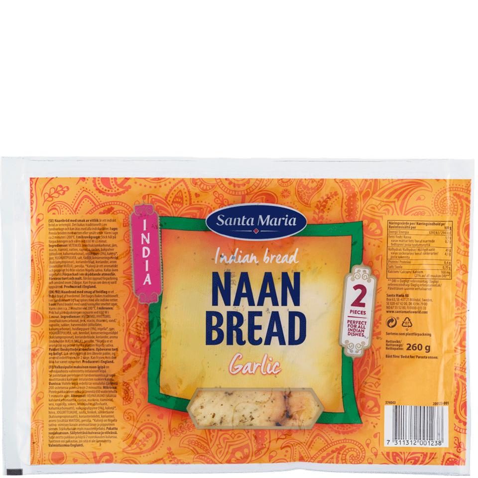 Naan Bread Garlic 260g