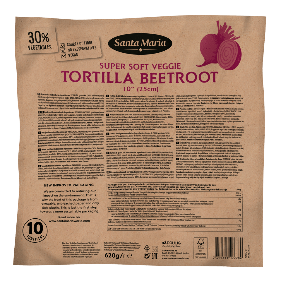 (DA) Tortilla Beetroot 10" (25cm) 620Gx8