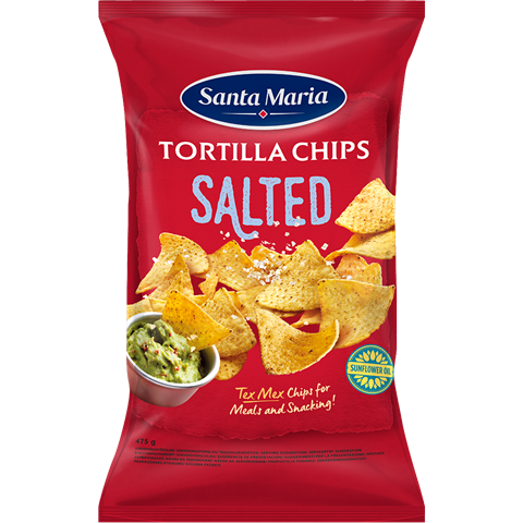 En stor påse med lättsaltade tortilla chips.