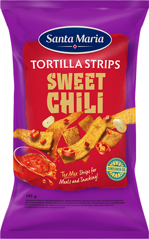 Chips påse tortilla chips med smak av sweet chili