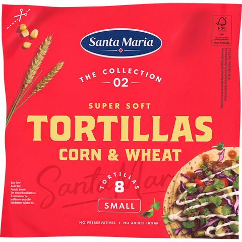 Förpackning med Tortilla Corn & Wheat Small från Santa Maria