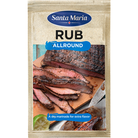 Påse med BBQ Rub Allround till kött och kyckling.