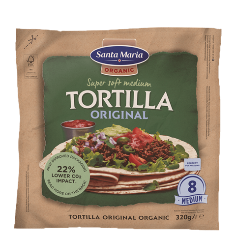 Packet with eight organic wheat tortillas