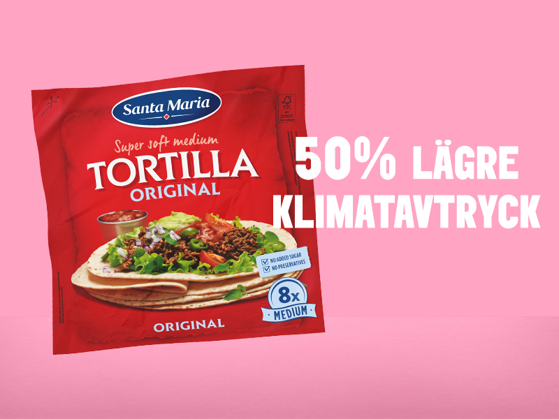 Santa Maria tortilla förpackning lägre klimatavtryck