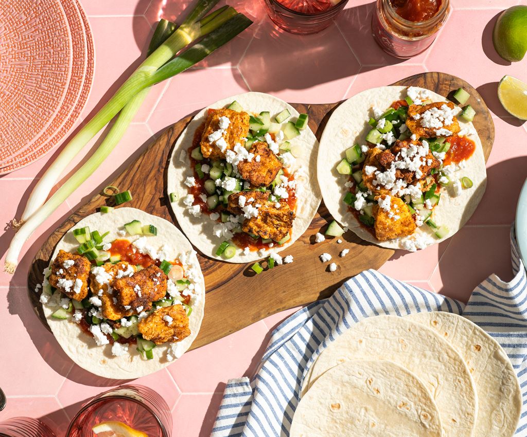 Taco’s met kabeljauw en komkommersalade