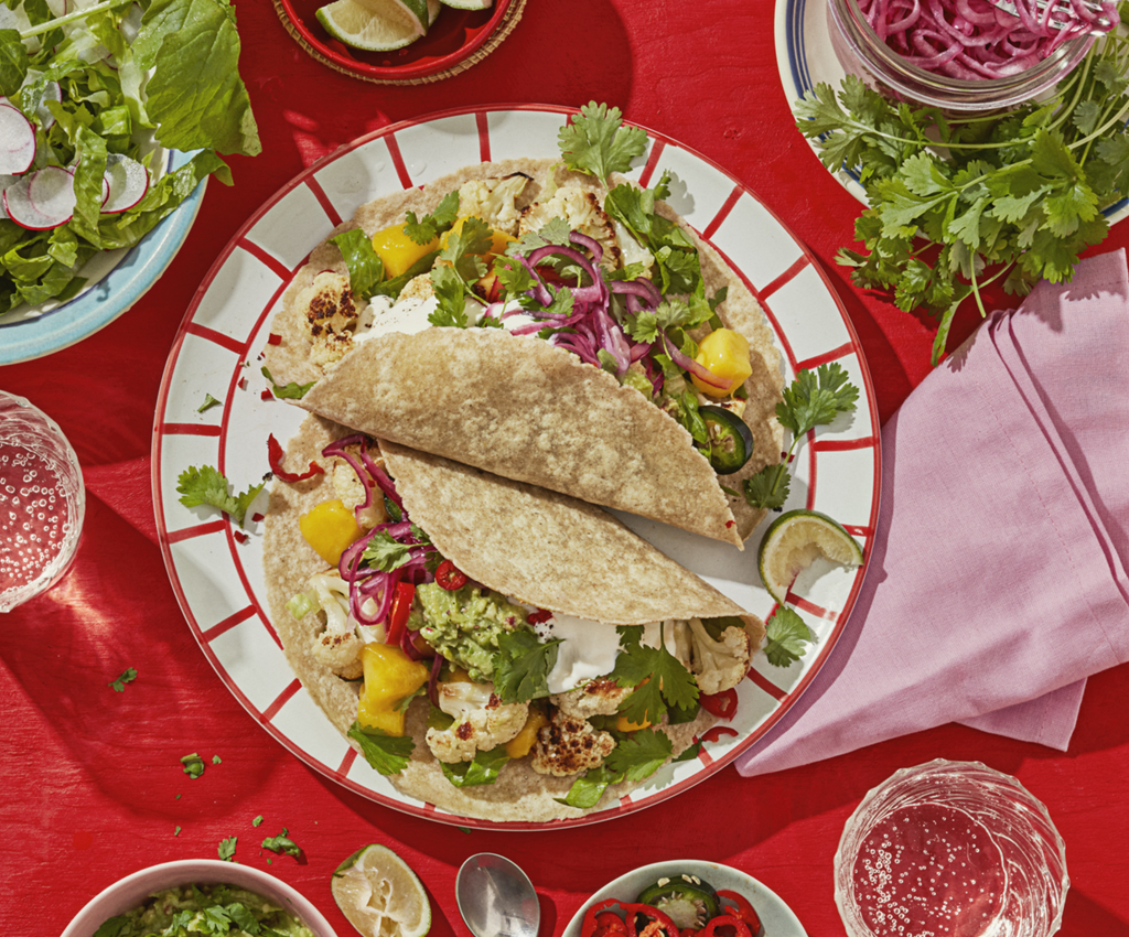 Oat tortilla met geroosterde bloemkool