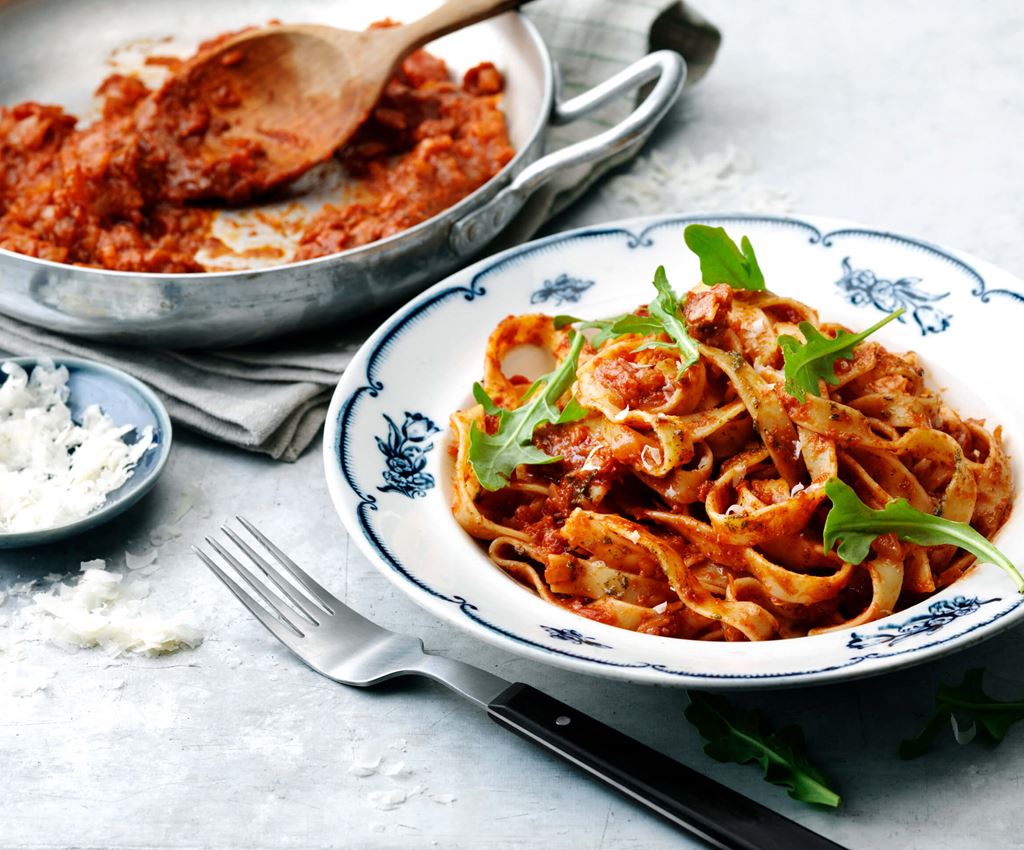 Tallrik med pasta pomodoro