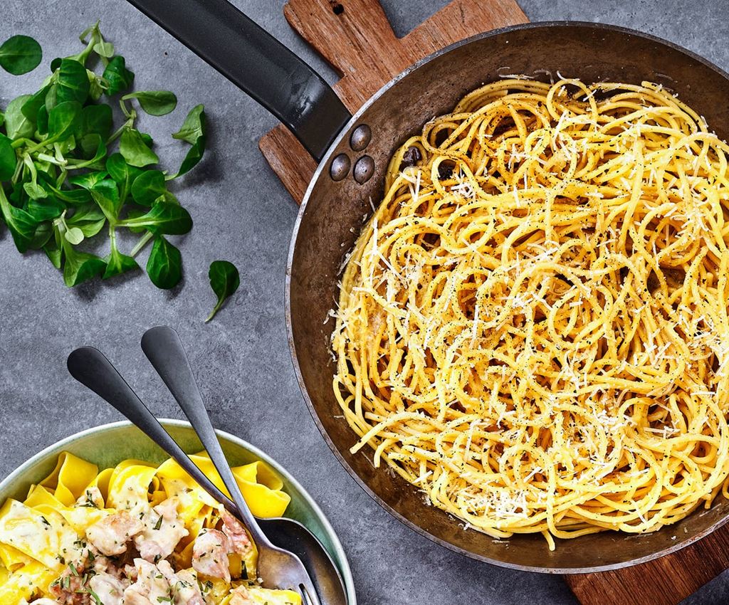 spaghetti puttnanesca in steelpan 