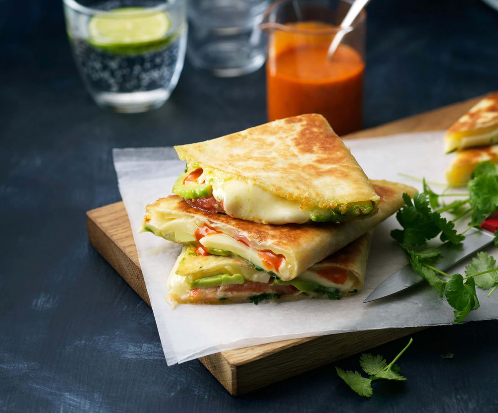 Quesadillas med avokado & mozzarella