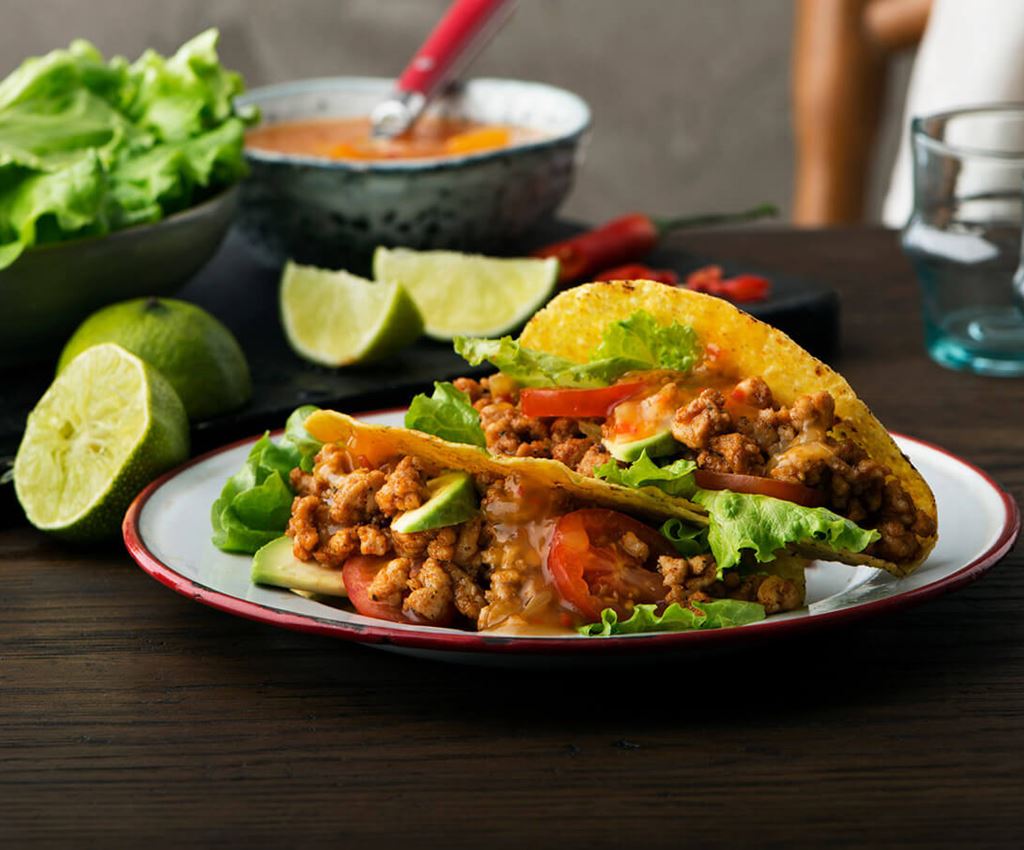 Chicken tacos served on a plate