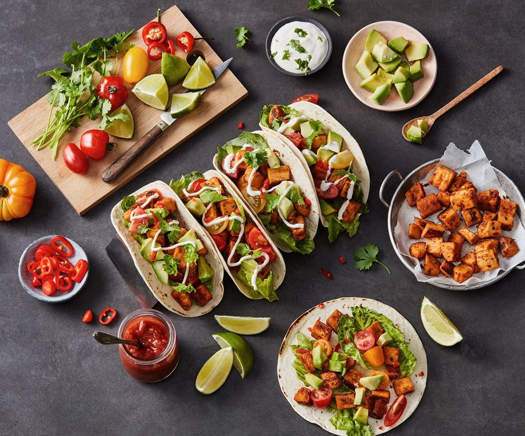 vegetarisk tacos med chili och lime på border