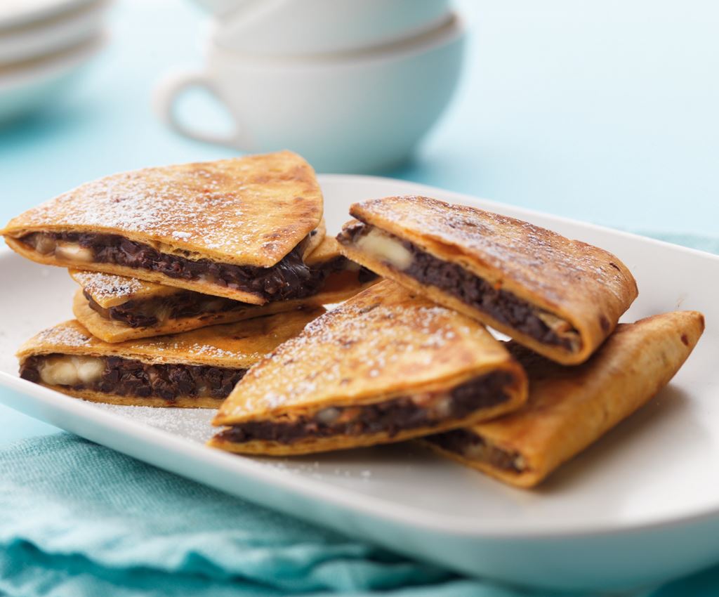 Tortilla de quesadilla au chocolat et à la banane 