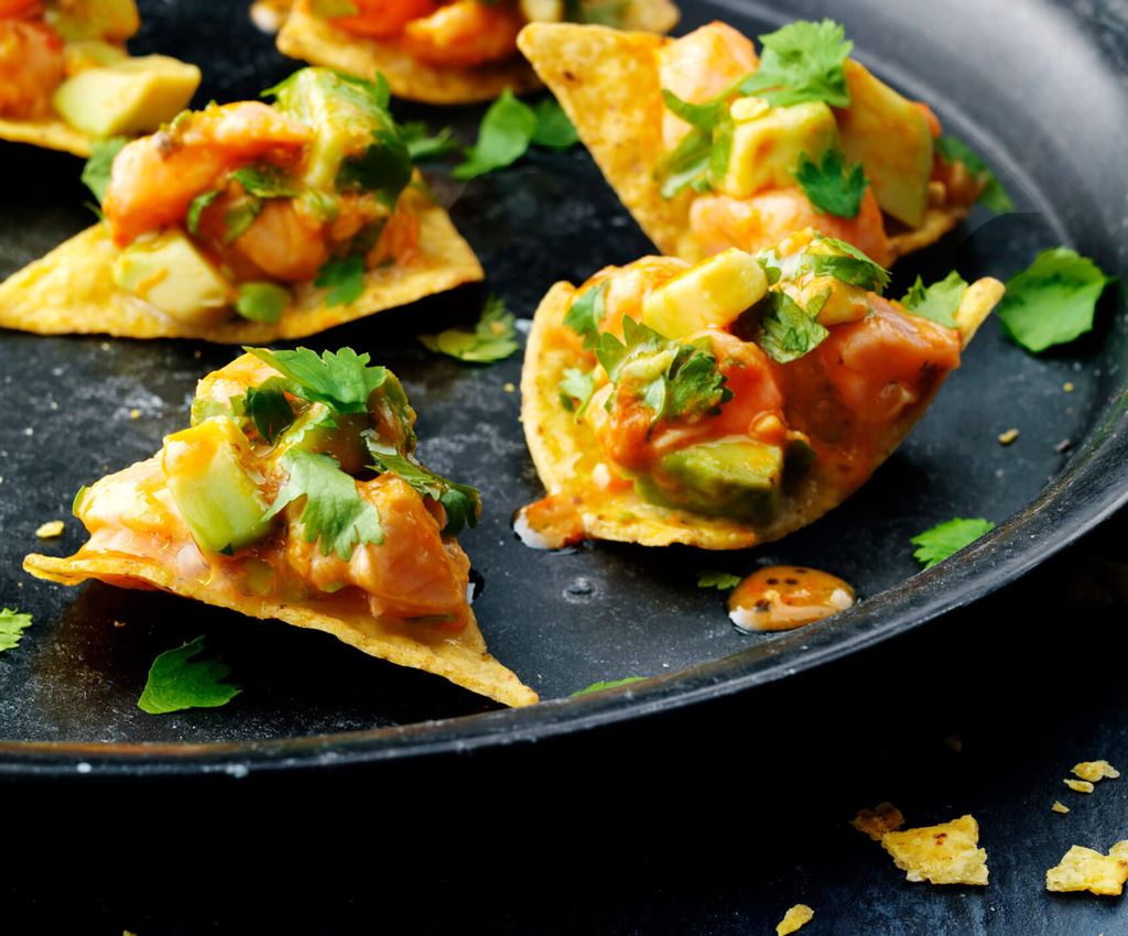 tortillachips med laxceviche